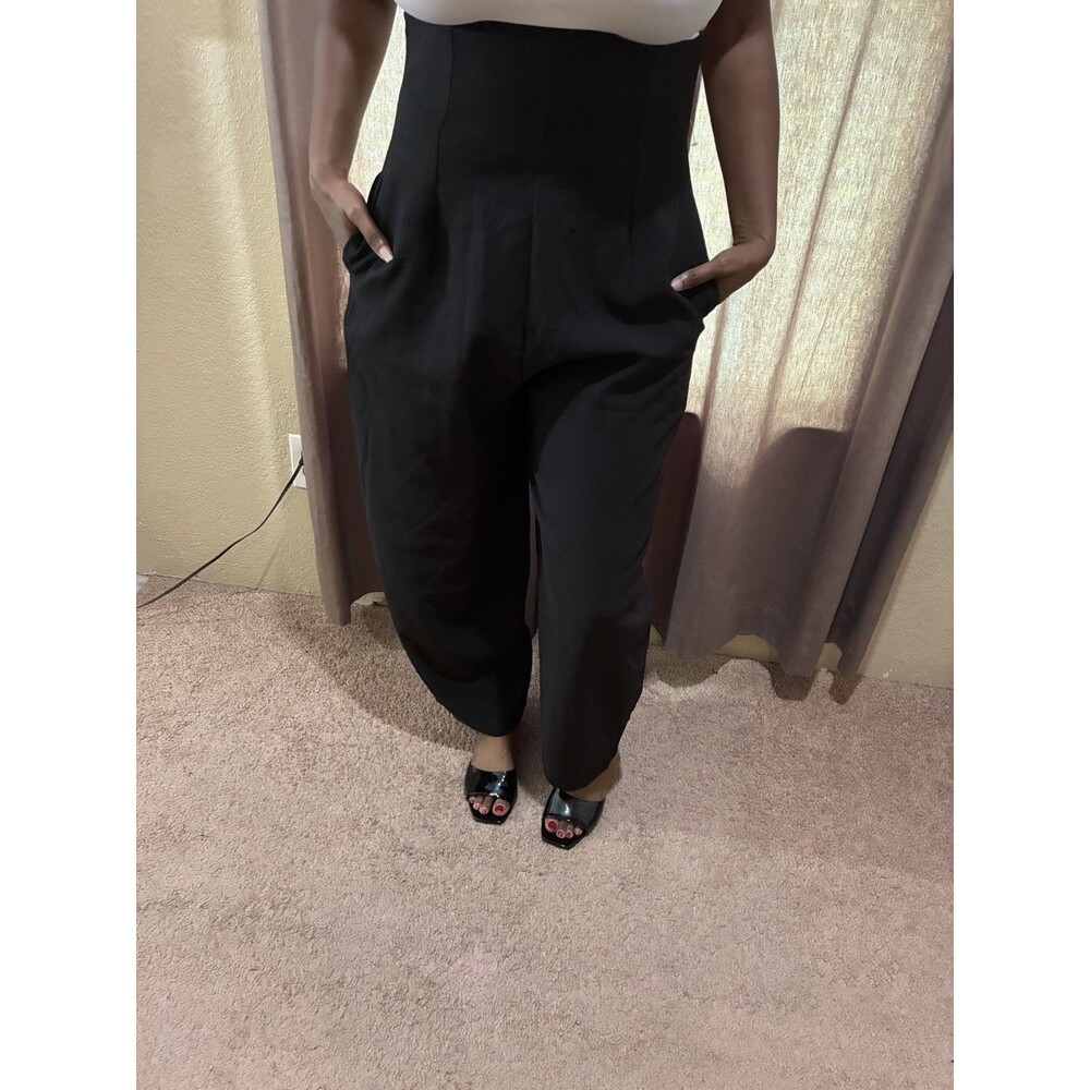 StyleWe Black High-Waisted Balloon Barrel Trousers Size Large
